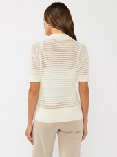 Airy Open Knit Henley Pullover