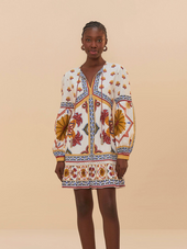 Mary Tiles Off-White Mini Dress