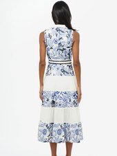 Ethena Embroidered Sleeveless Shirt Midi Dress