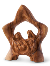 Holy Family carved under a star over arch 3.5"