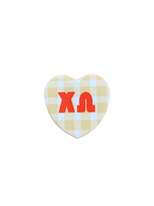 Gingham Heart Button - Chi Omega