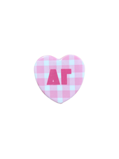 Gingham Heart Button - Delta Gamma