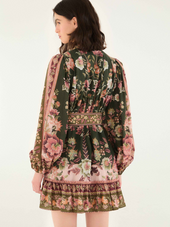 Flowering Garden Tree Green Mini Dress