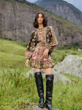 Flowering Garden Tree Green Mini Dress