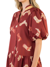 Puff Sleeve Boots Dress Puff Sleeve Boots Dress