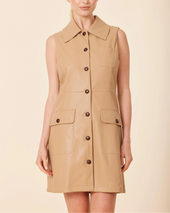 Vegan Leather Dress W Buttons