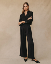 Pull-On Inverted Pleat Wide Leg