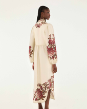 Renata Floral Sand Long Sleeve Midid Dress