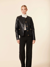 Vegan Leather Blazer Drop With Gold Buttons