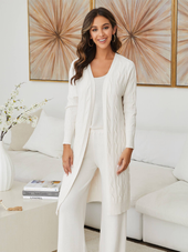 Viscose Mid Length Cable Knit Cardigan