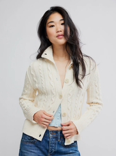 Cable Collar Button Cardigan