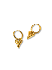 18k Gold Plated Puff Heart Drop Earrings - Gold