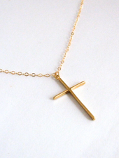 18k Gold Plated Simple Cross Necklace - Gold