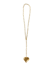 Puff Heart with Link Chain Necklace