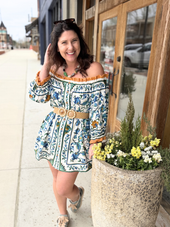 Flora Tile Off-White Mini Dress