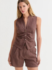 Madison Pleated Linen Shorts