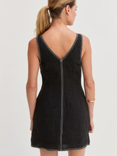 Amara Contrast Stitch Linen Dress