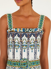 Manolea Off-White Sleeveless Belt Maxi Dress