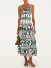 Manolea Off-White Sleeveless Belt Maxi Dress