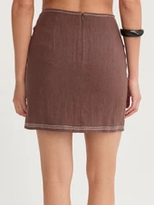 Bonez Contrast Stitch Linen Skirt