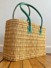 Green Leather Trim Medium Tote