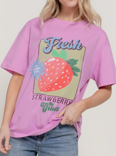 Oversized Strawberry Graphic Tee