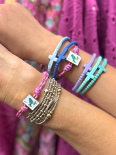 Sparrow Mahjong Tile Paracord Bracelet - Blues