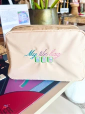 Flower Pink Mahjong Tiles with Tile Bag