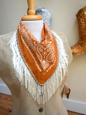 Fringe Bandana Scarf with Rhinestones
