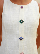 Tweed Jewel Button Up Mini Dress