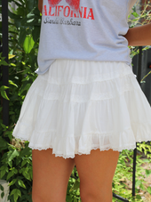 Tiered Lace Trim Mini Skirt