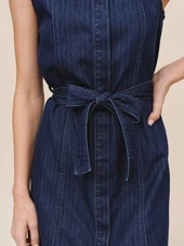 Sleeveless Seamed Shirt Dress