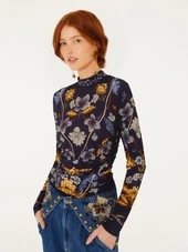 Golden Nature Navy Blue Jersey Blouse