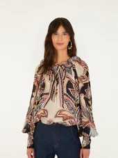 Tapestry Dream Beige Long Sleeve Blouse