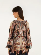 Tapestry Dream Beige Long Sleeve Blouse