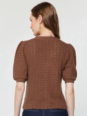 V Neck Scalloped Edge Short Sleeve Cardigan