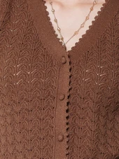 V Neck Scalloped Edge Short Sleeve Cardigan