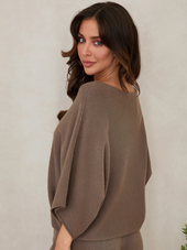 Crew Neck Batwing Sleeve Knit Top