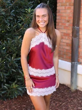 Maroon Eyelet Lace Halter