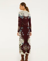 Millena Burgundy Knit Midi Dress