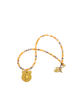 18" Orange and Blue Tiny Tiger Necklace