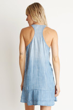 Racer Back Stripe Trim Dress - Silverlake Wash