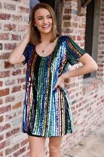 Katie Dress - Cocktail Stripe Sequins