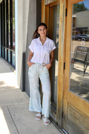 Bella Dahl Side Slit Wide Leg Pant L.A. Green