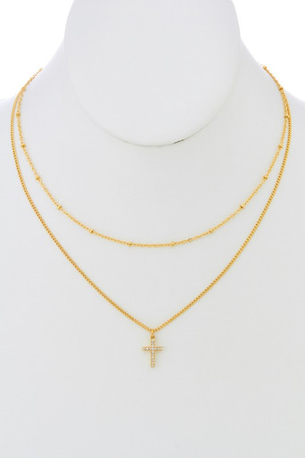 Double layer cross necklace Clearance