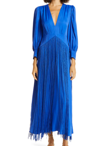 Bright Blue Fringe Maxi Dress - L.A. Green