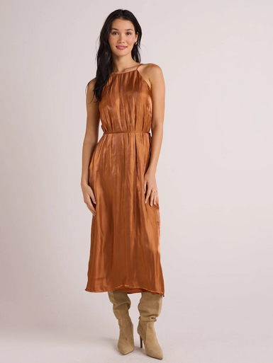 3d flower halter neck frill maxi dress Pre-Order - Amal Tiered Ruffle Maxi Dress - Terracotta main image 0