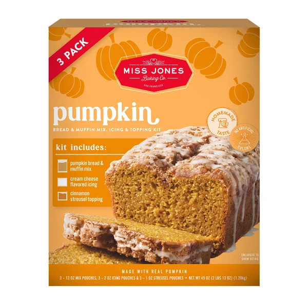 Miss Jones Pumpkin Bread Muffin Mix Icing Topping Kit Pack