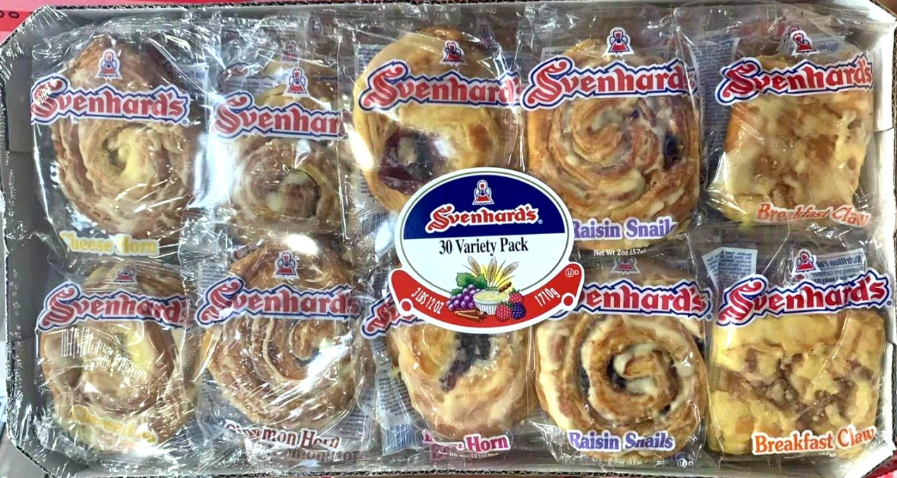 Cheese Danish Svenhard's Variety Danish, 30 Count, Pack Of 2 Breakfast Pastry Cinnamon Cheese 804432