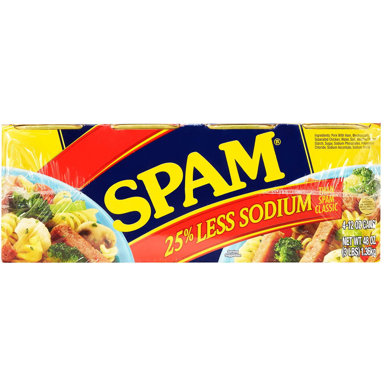 SPAM Less Sodium,12 OZ, 8 Packs